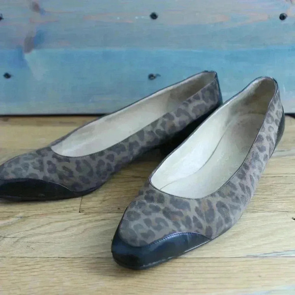 Vintage Rene Mancini Cheetah Leather Animal Print Flats 80s 90s Size 36.5 US 6.5 - Picture 7 of 8